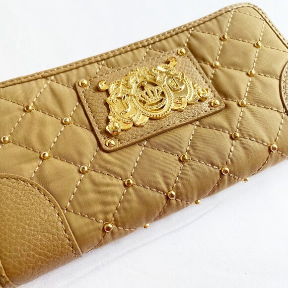 Juicy Couture Vintage Nylon Studded Beige Continental Wallet - Picture 1 of 7